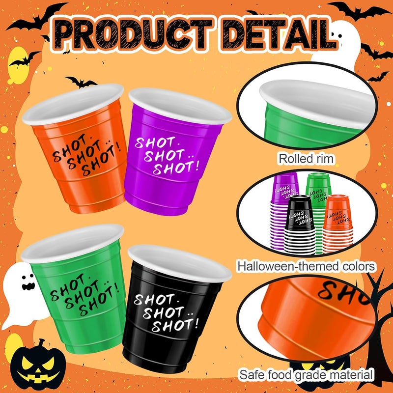 cssopenss 120 Pcs 2 oz Halloween Shot Cups Halloween Plastic Shot Glasses Assorted Color shot Glasses for Party Wedding Birthday Family Gatherings and Festive Celebrations - Image 5